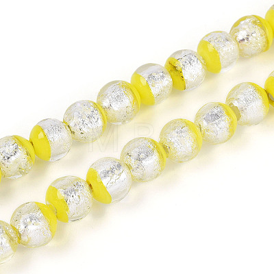 Luminous Handmade Lampwork Silver Foil Beads Strand FOIL-N029-03B-1