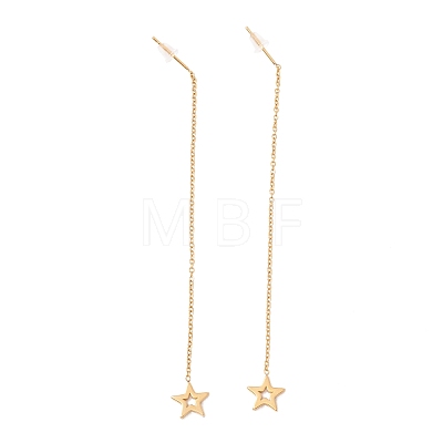 Long Chain with Star Dangle Stud Earrings EJEW-A067-12G-1