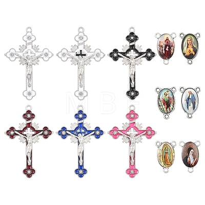 24Pcs 12 Styles Zinc Alloy Enamel Big Pendants FIND-YW0012-16-1