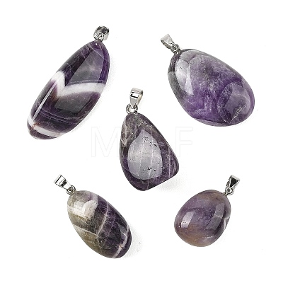 Natural Chevron Amethyst Tumbled Stone Pendants GG-K002-06O-1