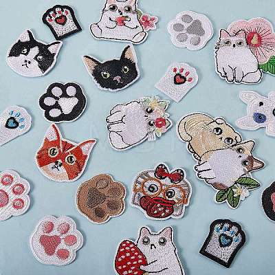 20Pcs 20 Style Computerized Embroidery Cloth Iron on/Sew on Patches DIY-SZ0006-59-1