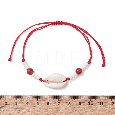 Natural Gemstone & Cowrie Shell Beads Braided Bead Bracelets BJEW-MZ00318-1