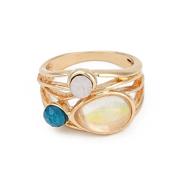 Alloy Multi-Moonstone Finger Rings for Women FS-WG1D73B-03-1