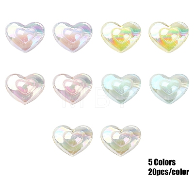 100Pcs 5 Colors Transparent Acrylic Beads TACR-YW0008-10-1