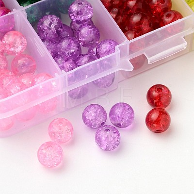 Spray Painted Transparent Crackle Glass Beads Strands CCG-X0002-6mm-B-1