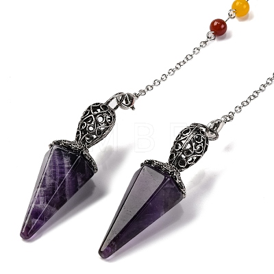 Natural Amethyst Pointed Hexagonal Cone Dowsing Pendulums G-Q184-03E-AS-1