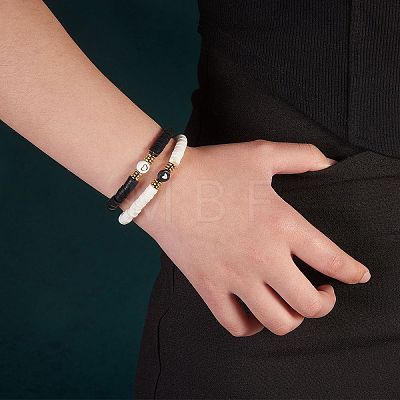 Heart Pattern Beads Stretch Bracelets Set for Women BJEW-SZ0001-92-1