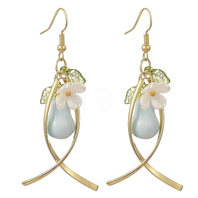 Handmade Porcelain & Brass Dangle Earrings for Women EJEW-JE07508-1
