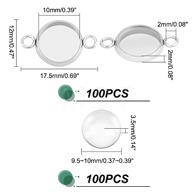 100Pcs 304 Stainless Steel Cabochon Connector Settings STAS-UN0039-28B-1