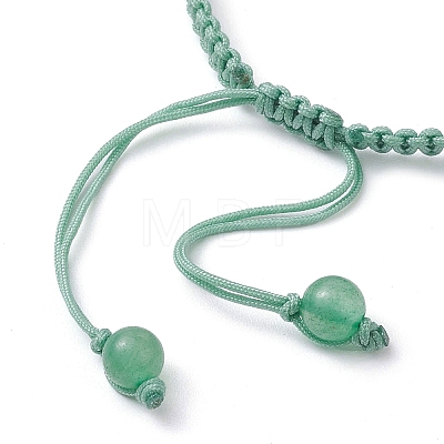 Natural Green Aventurine Rondelle Braided Bead Bracelets BJEW-TA00492-04-1