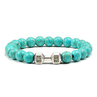 Blue turquoise alloy dumbbell jewelry bracelet for men's high-end and versatile accessories GK5142-20-1