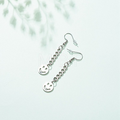 Curb Chains with Brass Charm Long Dangle Earrings EJEW-JE04963-04-1