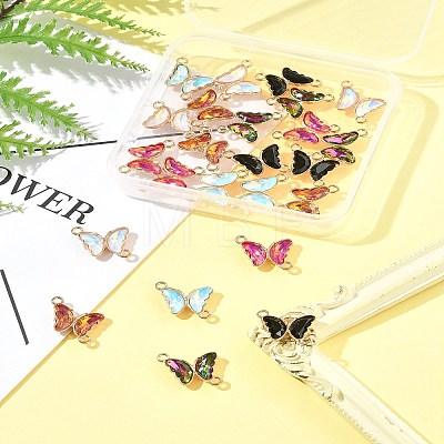 24Pcs 6 Colors Alloy Glass Connector Charms FIND-FS0003-51-1