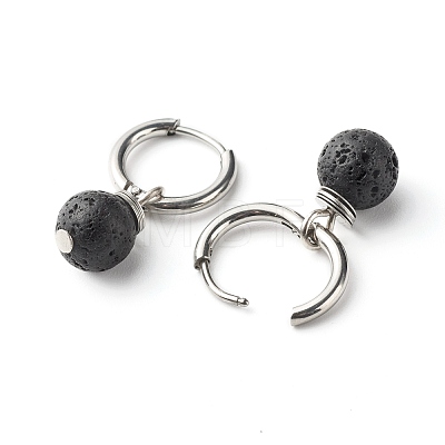 Natural Lava Rock Beads Earrings for Girl Women Gift EJEW-JE04607-06-1