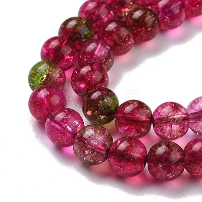 Crackle Glass Round Bead Strands CCG-C001-01B-02-1