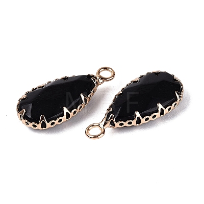 Natural Obsidian Faceted Pendants G-Q606-104G-01-1