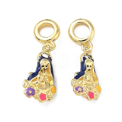 Brass Enamel Colorful Religion Virgin Mary European Dangle Charms KK-L256-10G-1