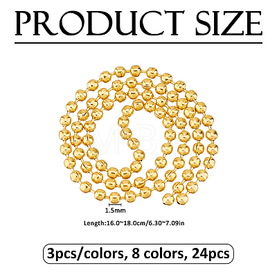 24Pcs 8 Colors Iron Round Ball Chains CH-FH0001-01-1