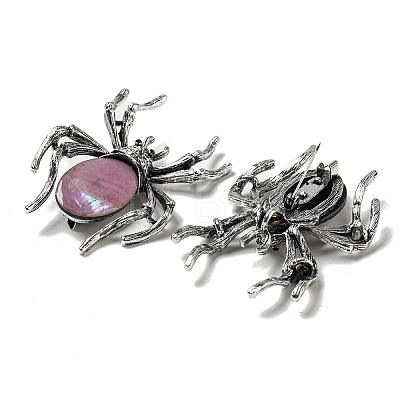 Dual-use Items Alloy Pave Dyed Shell Spider Brooch JEWB-C026-04D-AS-1
