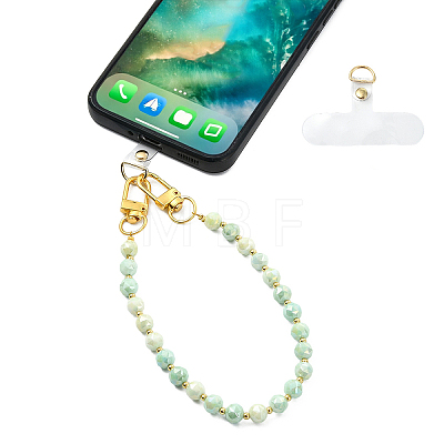 Glass Round Bead Mobile Straps HJEW-YW00517-02-1