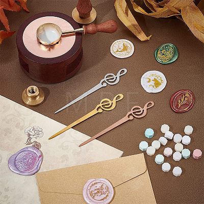 Unicraftale 3Pcs 3 Colors Stainless Steel Sealing Wax Mixing Stirrers STAS-UN0040-10-1