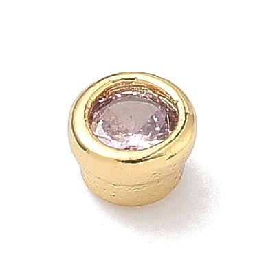 Flat Round Brass Micro Pave Cubic Zirconia Cabochons KK-P345-13G-A-1