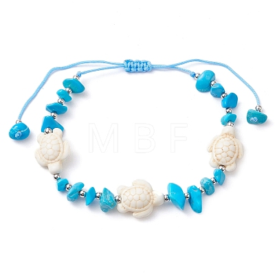 2Pcs 2 Styles Synthetic Turquoise & Natural Magnesite Braided Beaded Bracelets for Women BJEW-JB10202-1