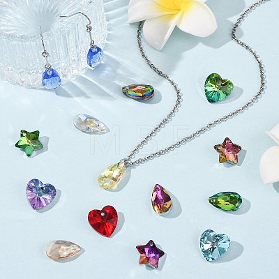 40Pcs 9 Colors Electroplate Glass Charms GLAA-FS0002-67-1