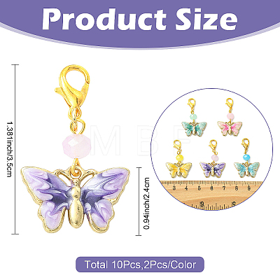 10Pcs 5 Colors Alloy Enamel Pendant Decorations HJEW-YW00459-1