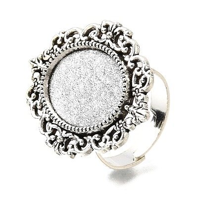 Vintage Adjustable Iron Finger Ring Components Alloy Cabochon Bezel Settings LS-X-PALLOY-Q300-09AS-NR-1