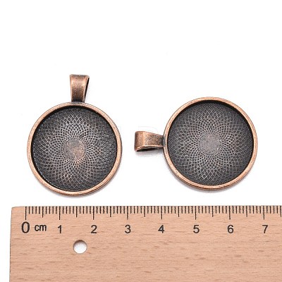 Tibetan Style Alloy Pendant Cabochon Settings TIBE-R295-055R-FF-1