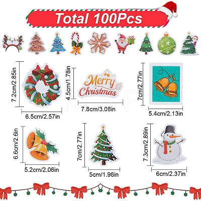 102Pcs Christmas Theme Plastic Self Adhesive Stickers DIY-SC0021-89-1