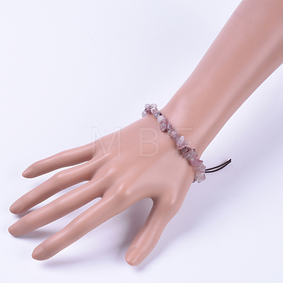 Chip Natural Strawberry Quartz Stretch Bracelets BJEW-JB04564-04-1