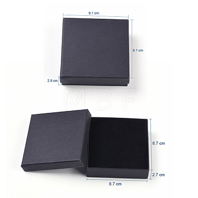 Kraft Cotton Filled Cardboard Paper Jewelry Set Boxes CBOX-G015-05-1