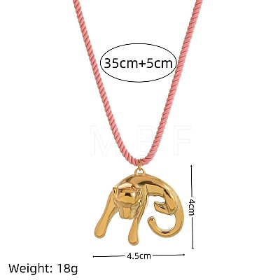 304 Stainless Steel Pendant Twisted Cotton Cord Necklaces for Women FS-WGC34B2-01-1