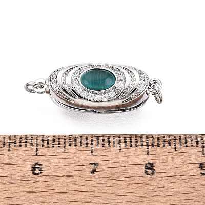 Brass Micro Pave Clear Cubic Zirconia Box Clasps KK-Q074-05P-1