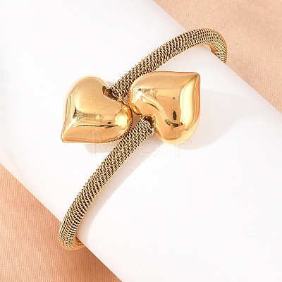 304 Stainless Steel Mesh Chain Bangles for Women BJEW-D460-05G-1