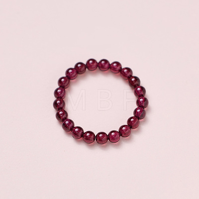Adjustable Natural Garnet Bead Finger Rings FS-WGFFDB9-06-1