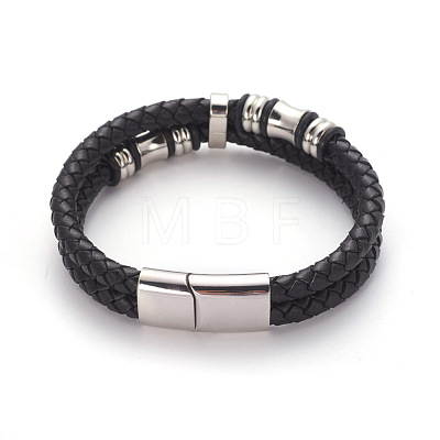 Retro Braided Leather Cord Bracelets BJEW-L642-39-1