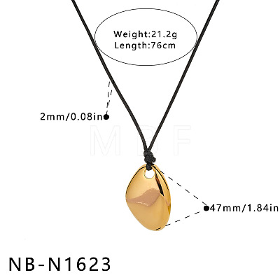 304 Stainless Steel Geometric Pendant Black Cord Necklaces FS-WG6204F-07-1
