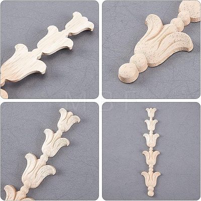 SUPERFINDINGS 6Pcs Rubber Wooden Carved Decor Applique WOOD-FH0001-88-1