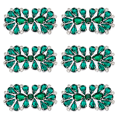 6Pcs Flower Glass Rhinestone Cabochons DIY-FG0010-18D-1