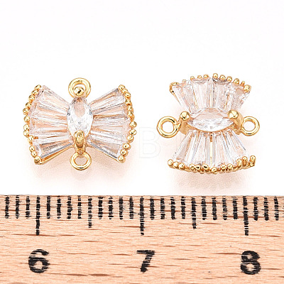 Brass Pave Clear Cubic Zirconia Connector Charms KK-N254-167G-1