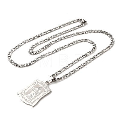 Rectangle with Virgin Mary
 Pendant Necklaces NJEW-C043-01P-1