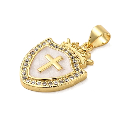 Rack Plating Brass Micro Pave Cubic Zirconia Pendants KK-P279-26A-G-1