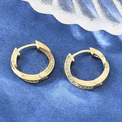 Brass Micro Pave Cubic Zirconia Hoop Earrings KK-CBAD104-04G-E-1