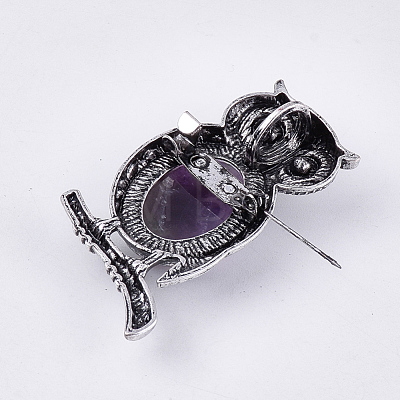 Natural Amethyst Brooches/Pendants G-S353-05A-1