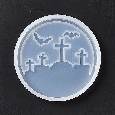DIY Halloween Tombstone Pattern Cup Mat Silicone Molds DIY-E055-16-1