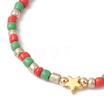 12Pcs Christmas Theme Glass Seed Beads Stretch Bracelet Sets BJEW-JB12109-1