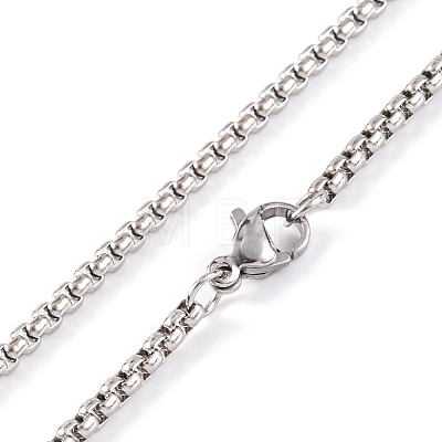 304 Stainless Steel Box Chain Necklaces NJEW-P304-01B-1